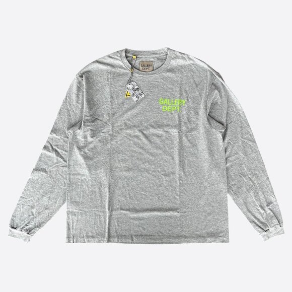 Gallery Dept Grey & Green Souvenir Logo Longsleeve T-Shirt - Picture 1 of 5